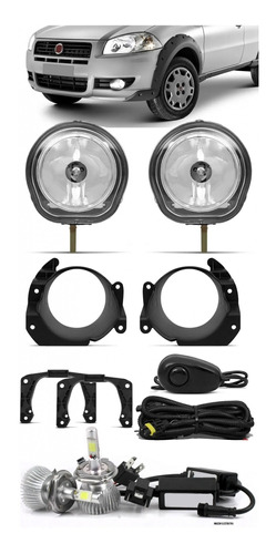 Kit Farol Milha Fiat Strada Working 2012 2013 + Kit Led