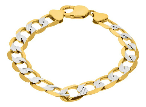 Pulsera Bizzarro Oro Amarillo Con Platinado 14k 21 Cm