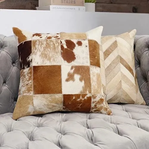 Pasargad Home Safari Collection Almohada De Piel De Vaca Con