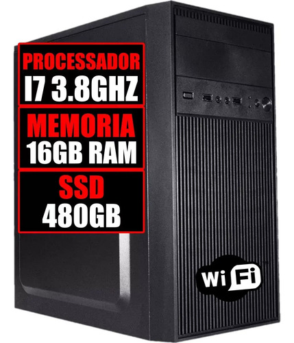 Computador Cpu Core I7 / 16g Ram Gamer / Ssd 480gb / 500w