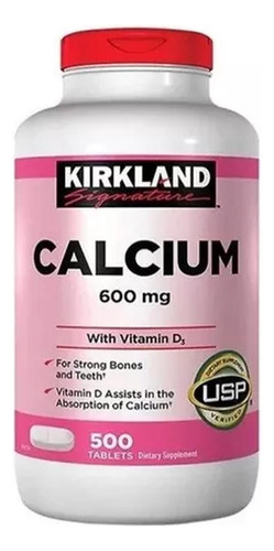 Calcio 600mg Calcium + Vitamina D3 10mcg Kirkland 500 Tablet