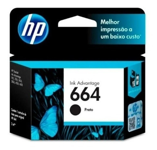 Cartucho De Tinta Hp 664 Negra Original F6v29al