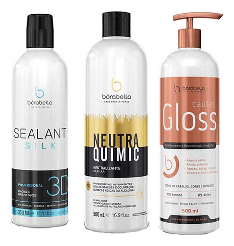 Kit Selagem 3d 350ml + Neutraquimic + Cauter Gloss Bórabella