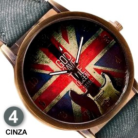 Relógio Vintage Bandeira Da Inglaterra Pulseira Tecido Cores
