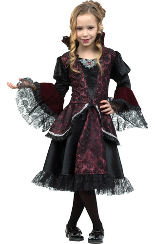 Disfraz Lil' Victorian Vampire Niña (talla 10-12) Incluye: Vestido Con Collar De Látex Incrustado