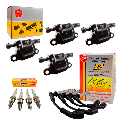 Kit (4) Bobinas + Cables + Bujias Ngk Chevrolet Onix 1.4 8v