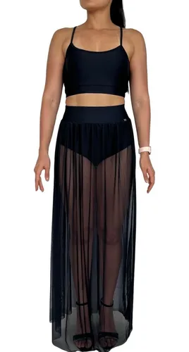 Saia Longa Tule Transparente Hot Pant Sukini Top Suplex