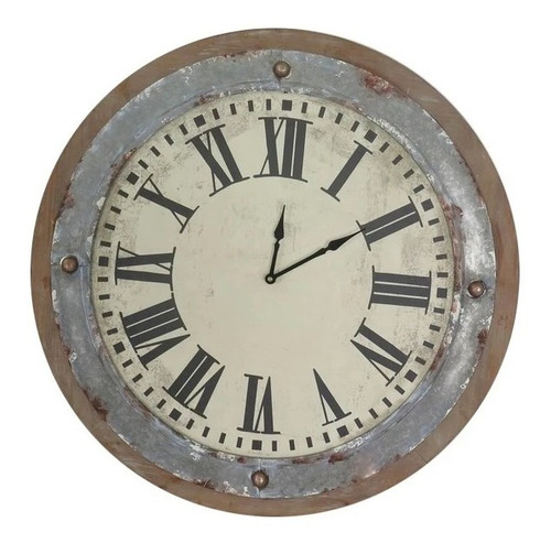 Reloj Vintage De Pared En Metal Madera 61 Cm Campoamor Deco