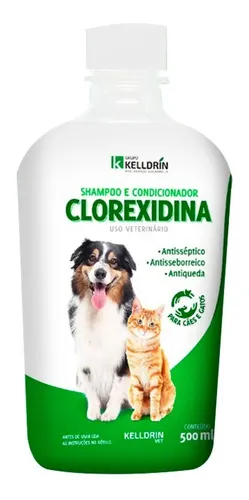 Shampoo Condicionador Clorexidina 5 em 1 500mL Cães Gatos Kelldri...