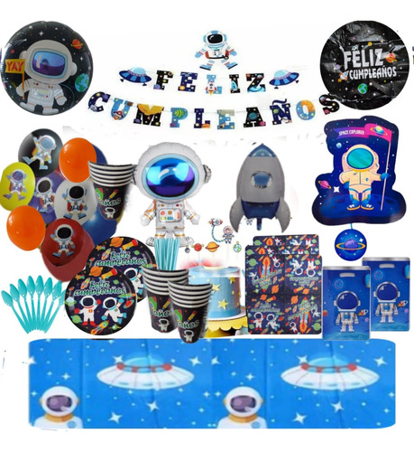 Globi® Set Globos Cotillón Astronauta Cohete Piñata-12 Niños