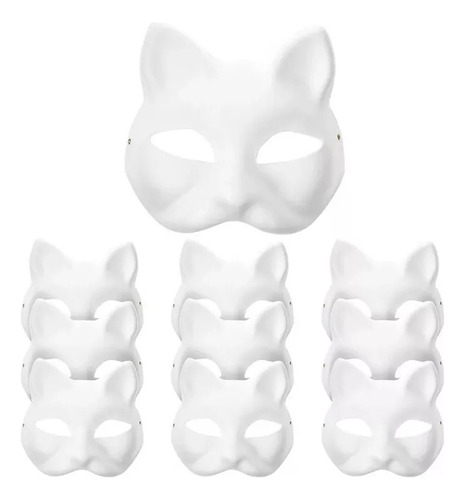 M Kit De 10 Máscaras De Gato Pintadas Para Disfraz De