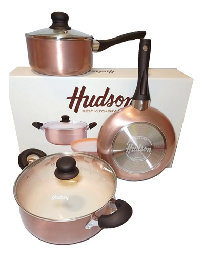 Batería Hudson Cerámica Antiadherente  Cocina Ollas Set Jueg