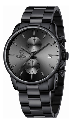 Reloj Cronógrafo De Cuarzo De Acero Inoxidable Para Hombre Fondo Black/gray