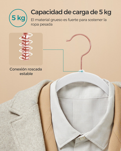 Set De Ganchos Songmics 50 Para Ropa De Alta Calidad Color Adulto Blanco