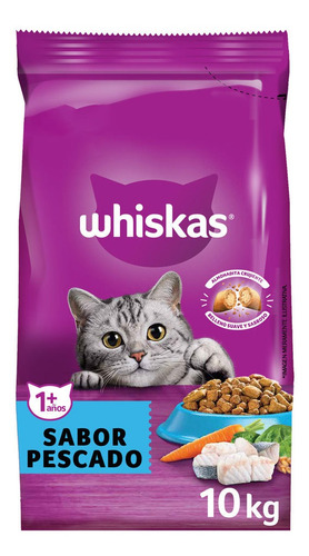 Imagen 1 de 8 de Whiskas Alimento Seco Para Gato Adulto Sabor Pescado 10kg