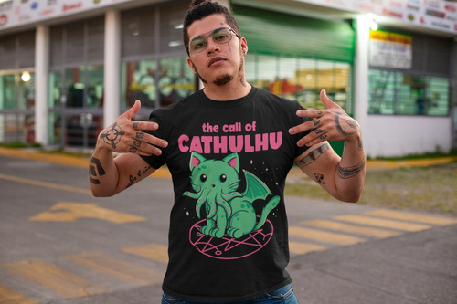 Camiseta Gatos Call Of The Cathulhu Humor