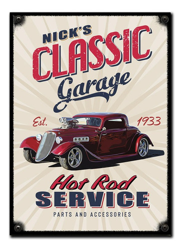 #380 - Cuadro Vintage 30 X 40 - Auto Hot Rod Garage Cartel