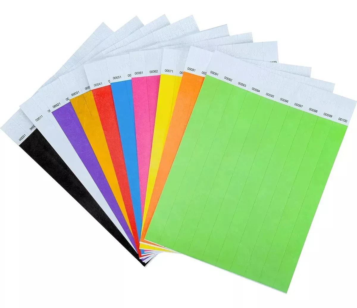 1000 Pulseras Brazaletes Tyvek -eventos Hoteles Shows Número Negro Blanco Púrpura Oro Rojo Azul Rosa Amarillo Naranja Verde
