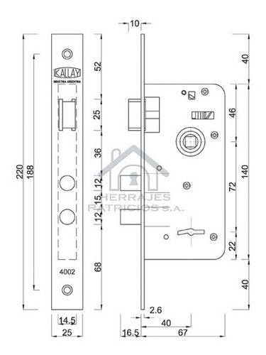 Imagen 3 de 3 de Cerradura Kallay 4002 De Seguridad. Llave Extra Gratis!