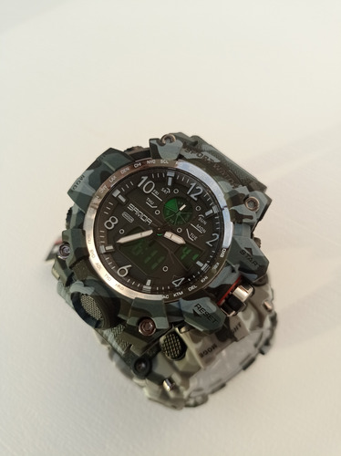 Reloj Digital Led De Camuflaje Sanda 3358 Deportivo Hombre Azul