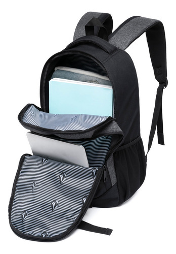 Mochila Escolar Notebook Bolsa Faculdade Espaçosa Cor Preto Desenho Do Tecido Lisa