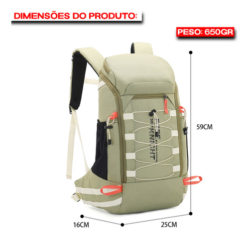 Mochila Para Trilha Mochilão Viagem Camping 30l Capa Chuva Cor Preto Desenho do tecido Liso