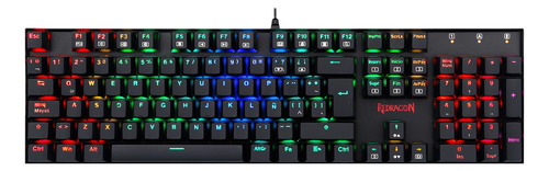 Teclado gamer Redragon Mitra K551 QWERTY Outemu Blue español latinoamérica color negro con luz RGB