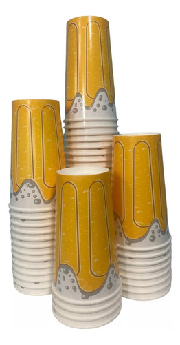 Super Vaso Desechable Encerado Cerveza 32oz 100pz Amarillo