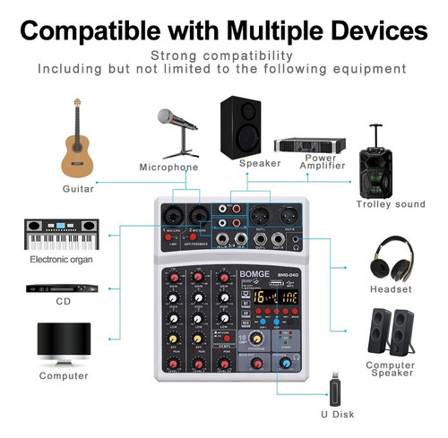 Bomge 16-dsp Audio Sonido Mezclador Con Usb Bluetooth