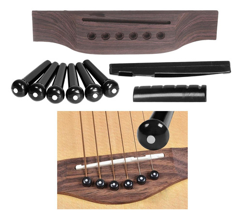 Puente De Guitarra Acústica De 6 Cuerdas Con Piezas De