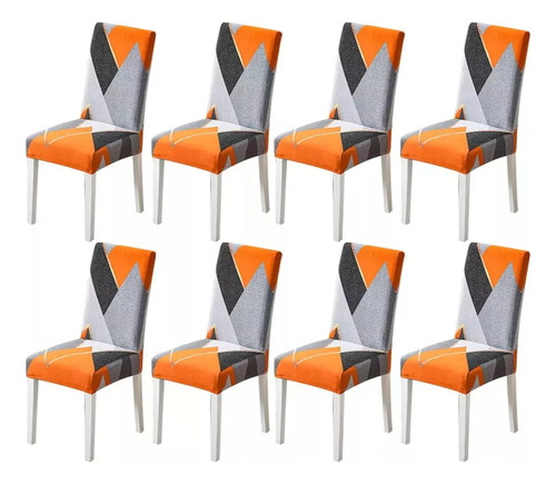 8 Fundas Elástica Cubre Silla Comedor Strech Ajustable A