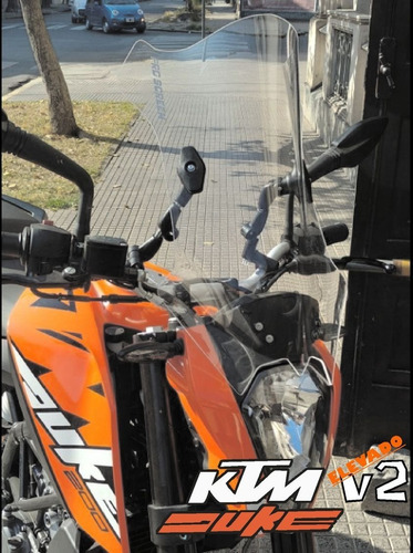 Parabrisas Ruta Elevado Moto Duke Ktm 200 250 390 Largo 45cm