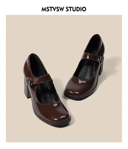 Zapatos Mary Jane De Tacón Alto Para Mujer, Estilo Vintage