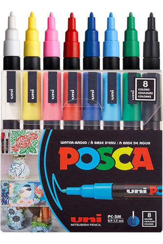 Juego De Rotuladores Uni Posca Pc-3m8c, 8 Piezas