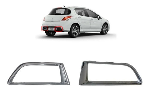 Kit X2 Embellecedor Escape Parag Tras Peugeot 308 2013 2021