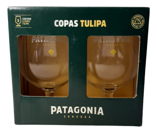 2 Copas Tulipa Cerveza Patagonia Original En Cajita Regalo