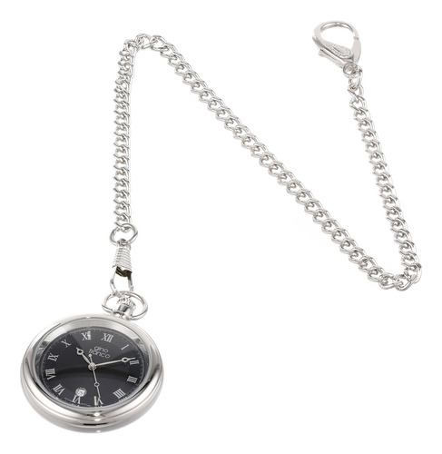 Men's Round Stainless Steel Silver Dial Pocket Watch