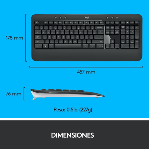 Kit Teclado Y Mouse Logitech Mk540 Grafito Color del mouse Negro Color del teclado Negro