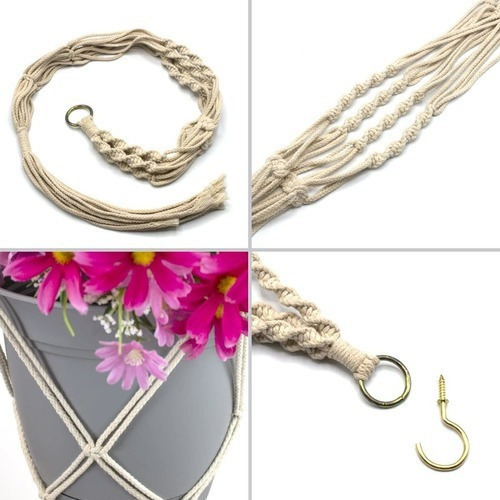 4 Piezas Colgador De Plantas De Macramé Macetas Colgantes