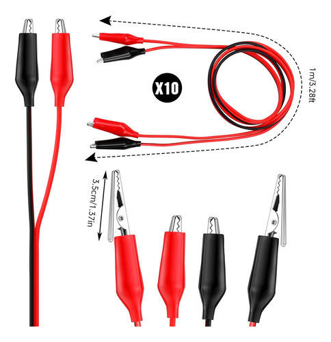 Juego De Prueba Eléctrica 1m Con Pinzas De Cocodrilo Cables