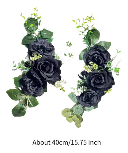 2 Piezas De Flores Artificiales Decoración Boda Arch Negro
