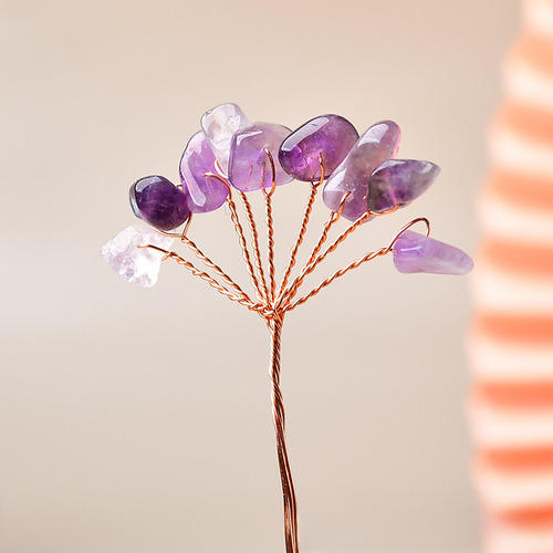 Árbol Bonsái De Cristal Rosa Natural Para Riqueza Diy