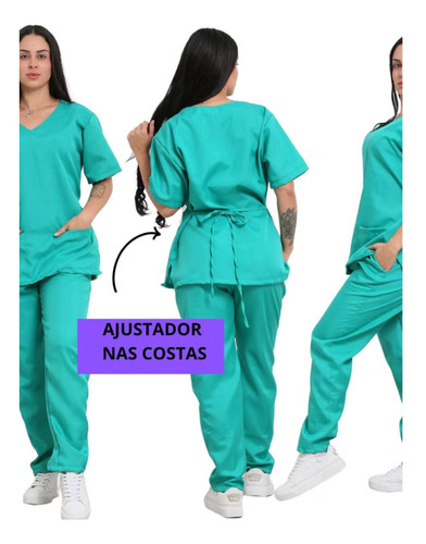 Pijama Cirúrgico Conjunto Hospitalar Feminino E Masculino 10 Verde Agua Lisa M