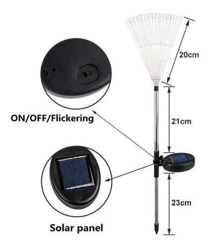 Imagen 4 de 9 de Pack 2 Luces Micro Led Hadas Fuego Artificial Solar Navidad