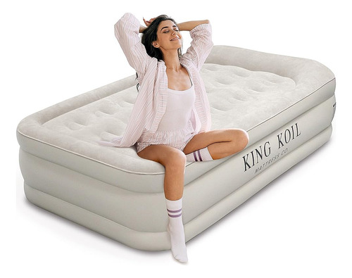 King Koil Luxury Twin Size Air Mattress Con Bomba De Alta Ve