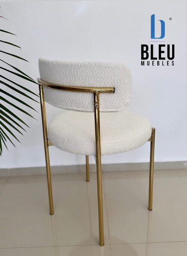 Silla De Comedor Boucle Tela Borreguito Juego De 2 Dorado Asiento Blanco