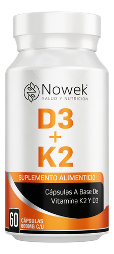 Vitamina D3 + Vitamina K2 + Mct Oil | 60 Capsulas De 500 Mg Sabor Sin Sabor