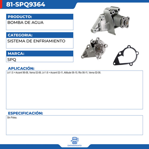 Bomba De Agua Dodge Verna 2004-2006 L4 1.6