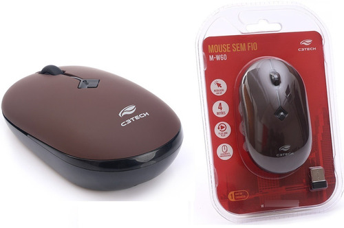 Mouse Óptico Wireless Sem Fio 1600dpi Clique Silencioso