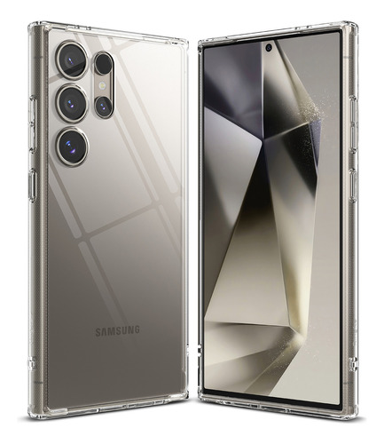 Capa antichoque Ringke Fusion para Samsung Galaxy S24 Ultra | Capa fina e rígida antiderrapante | Suporte de alças | Proteção de nível militar - transparente